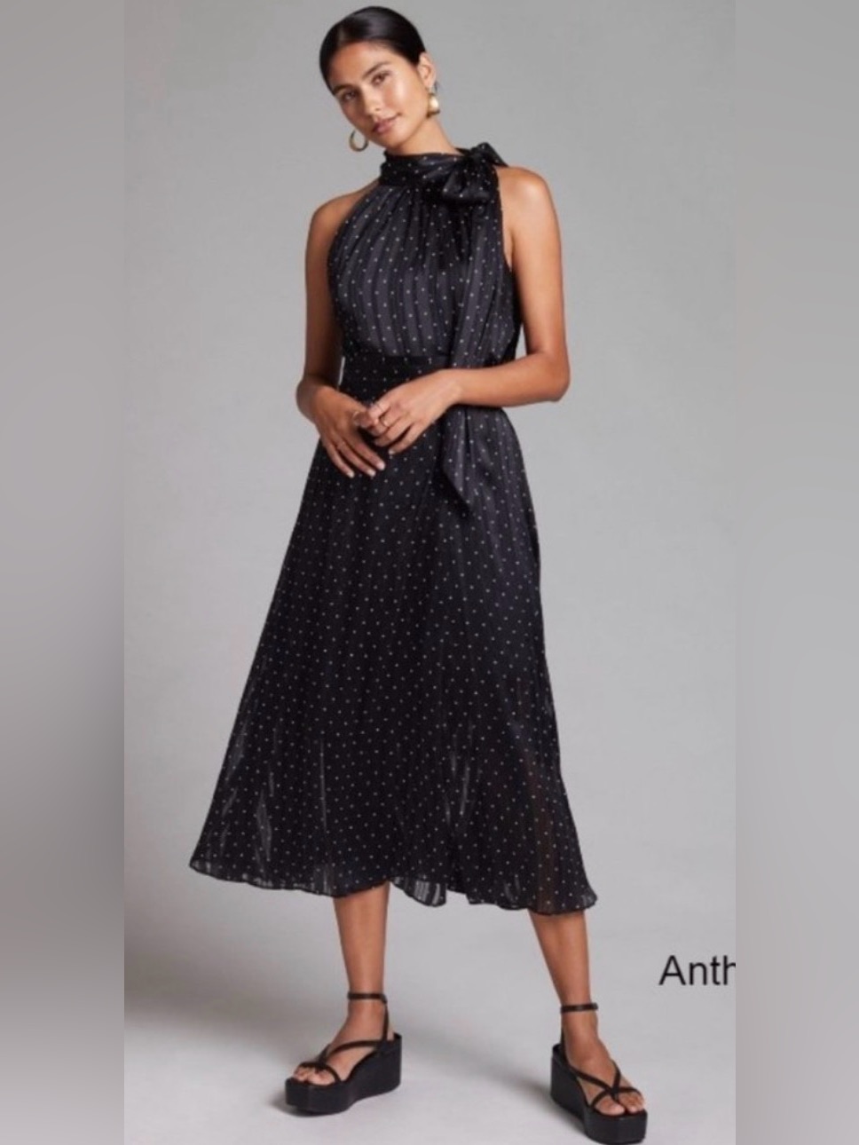 Sachin & Babi Polka Dot Halter Midi Dress Sz 12